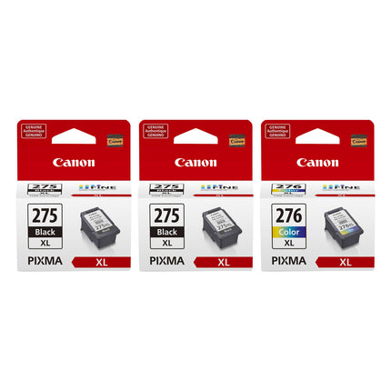 Canon PG-275XL / CL-276XL Original Ink Cartridge Combo – High Yield 2 Black & 1 Colour, 3-Pack