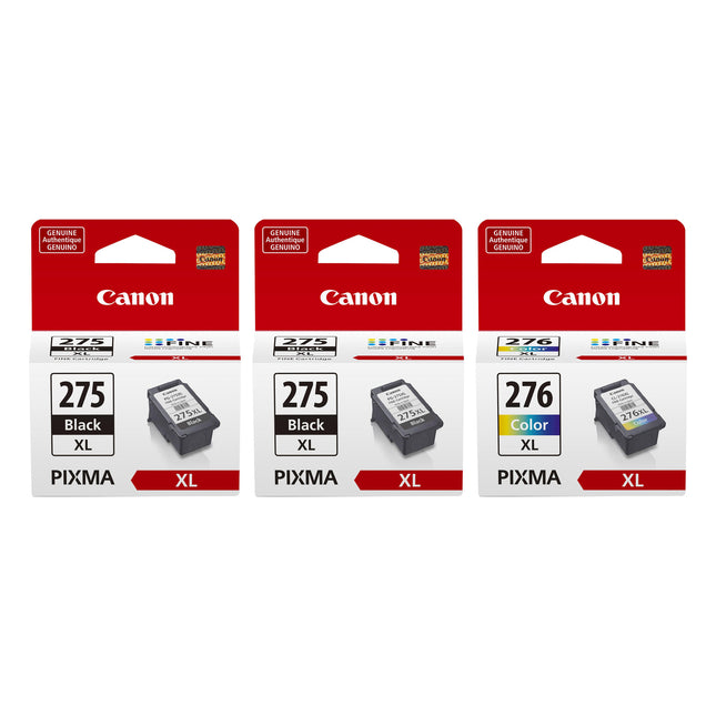 Canon PG-275XL / CL-276XL Original Ink Cartridge Combo – High Yield 2 Black & 1 Colour, 3-Pack