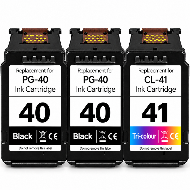 Canon PG-40 / CL-41 Remanufactured Ink Cartridge Combo – 2 Black & 1 Colour, 3-Pack — 2 × PG-40 Black; 1 × CL-41 Tri-colour (Cyan, Magenta, Yellow)
