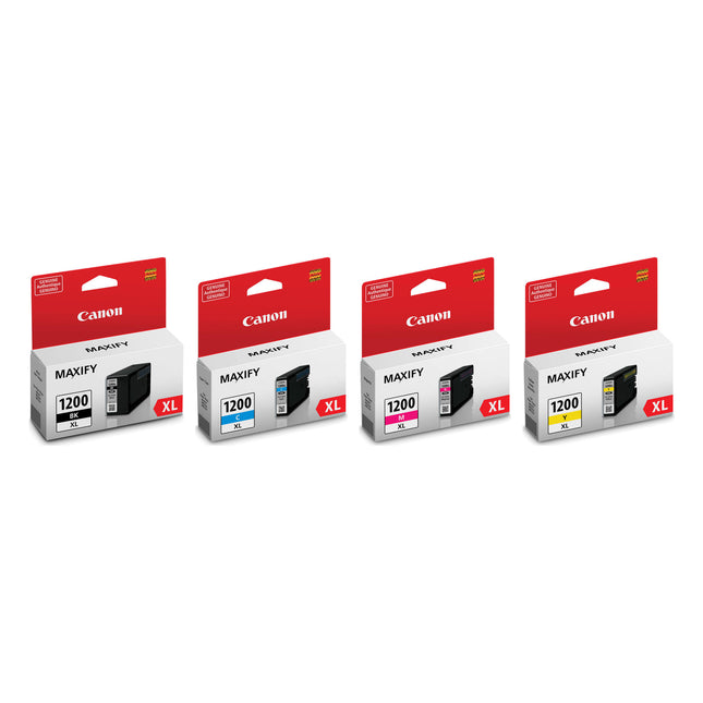 Canon PGI-1200XL Original Ink Cartridge Combo – High Yield Black, Cyan, Magenta & Yellow, 4-Pack