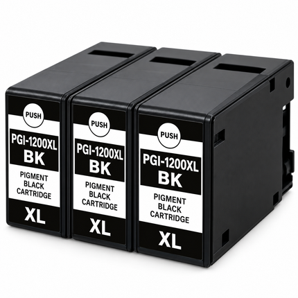 Canon PGI-1200XLBK Compatible Pigment Black Ink Cartridges – High Yield 3-Pack — 3 × PGI-1200XLBK Black