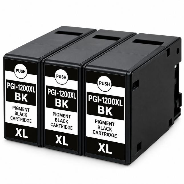 Canon PGI-1200XLBK Compatible Pigment Black Ink Cartridges – High Yield 3-Pack — 3 × PGI-1200XLBK Black