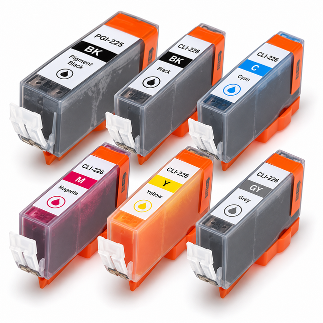Canon PGI-225 / CLI-226 Compatible Ink Cartridge Combo – Full Set with Grey, 6-Pack