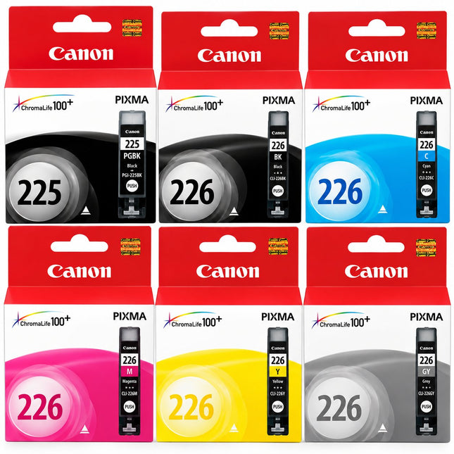 Canon PGI-225 / CLI-226 Original Ink Cartridge Combo – Full Set with Grey, 6-Pack