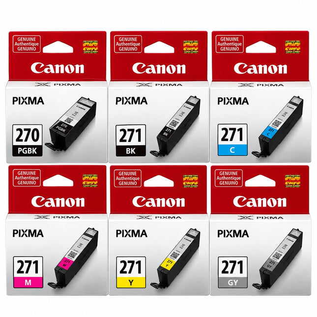 Canon PGI-270 / CLI-271 Original Ink Cartridge Combo – Full Set with Grey, 6-Pack