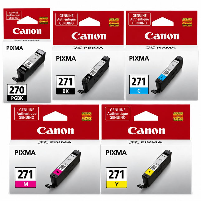 Canon PGI-270 / CLI-271 Original Ink Cartridge Combo – Pigment Black, Black, Cyan, Magenta & Yellow, 5-Pack
