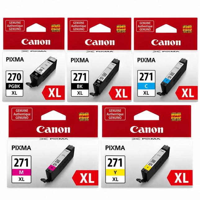 Canon PGI-270XL / CLI-271XL Original Ink Cartridge Combo – High Yield Pigment Black, Black, Cyan, Magenta & Yellow, 5-Pack