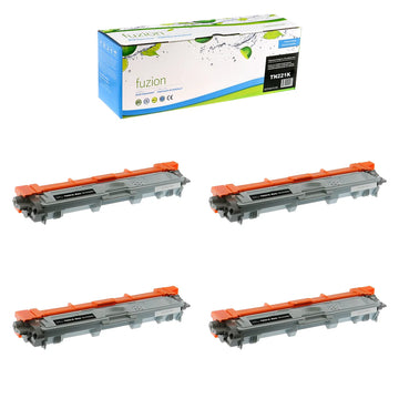 Compatible Brother TN221BK Black Toner Cartridges – Fuzion, 4-Pack