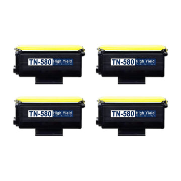 Brother TN580 Compatible Black Toner Cartridge High Yield – 4 Pack