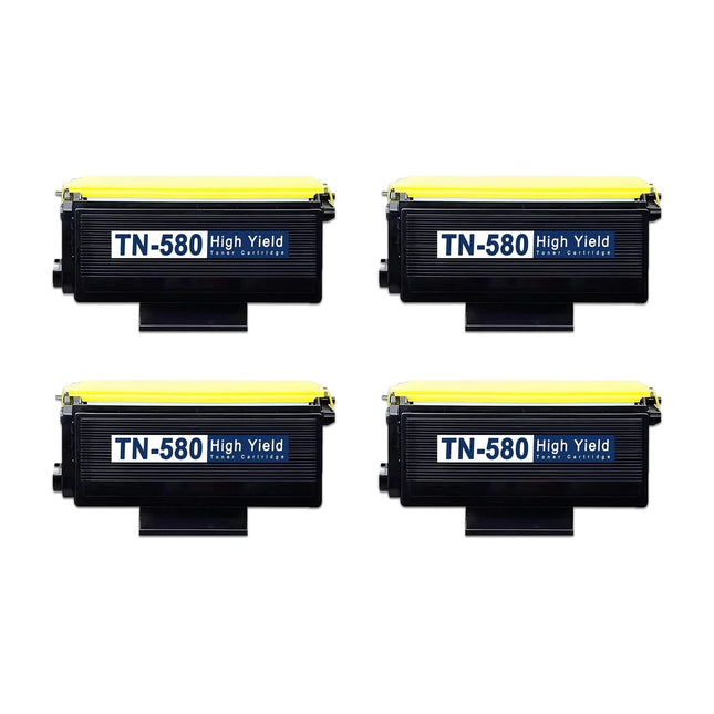 Brother TN580 Compatible Black Toner Cartridge High Yield – 4 Pack
