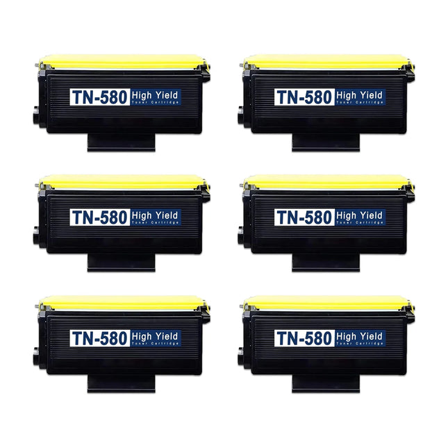 Brother TN580 Compatible Black Toner Cartridge High Yield – 6 Pack