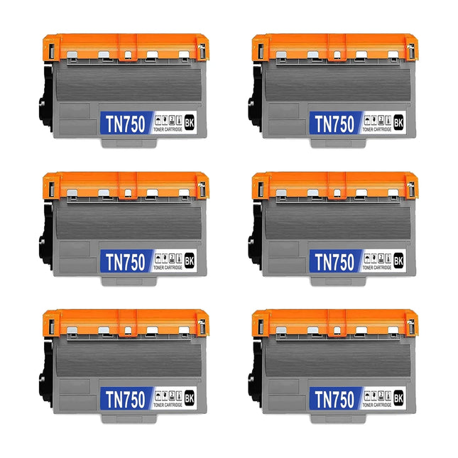 Brother TN750 Compatible Black Toner Cartridge High Yield – 6 Pack