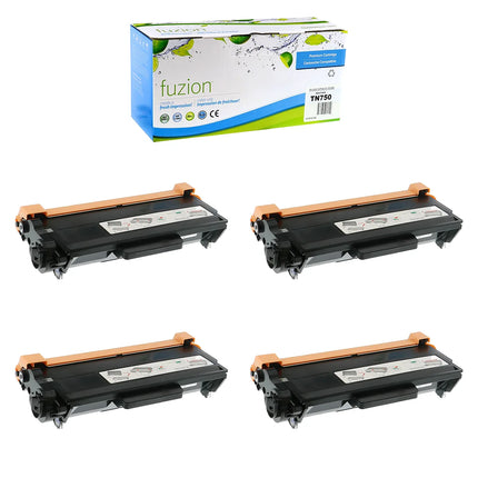 Compatible Brother TN750 High-Yield Black Toner Cartridges – Fuzion, 4-Pack