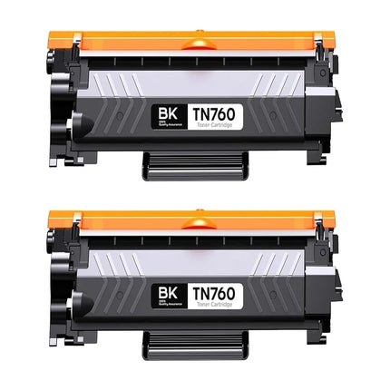 Brother TN760 Compatible Black Toner Cartridge High Yield – 2 Pack
