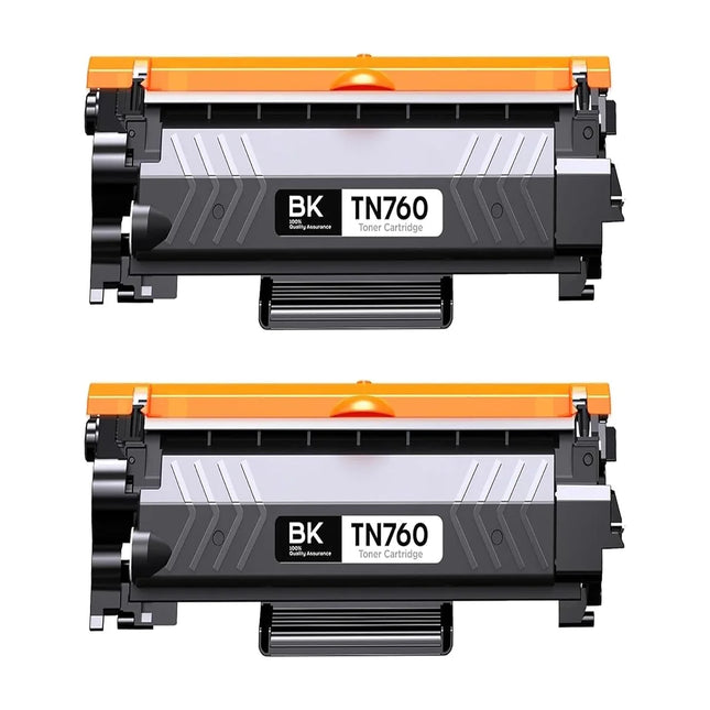 Brother TN760 Compatible Black Toner Cartridge High Yield – 2 Pack