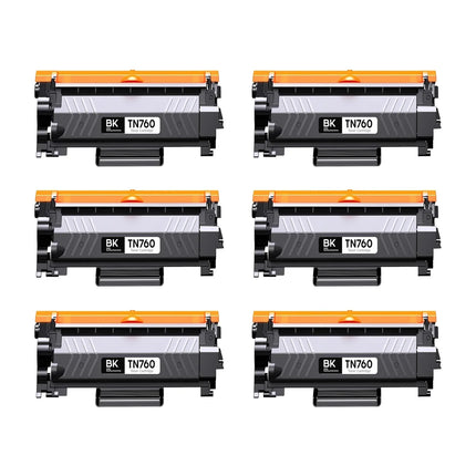 Brother TN760 Compatible Black Toner Cartridge High Yield – 6 Pack