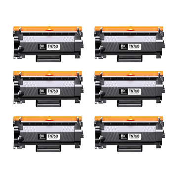 Brother TN760 Compatible Black Toner Cartridge High Yield – 6 Pack