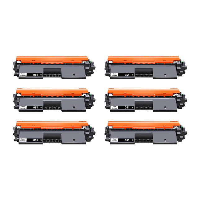 Canon 051 Compatible Black Toner Cartridge, 2168C001, 6 Pack