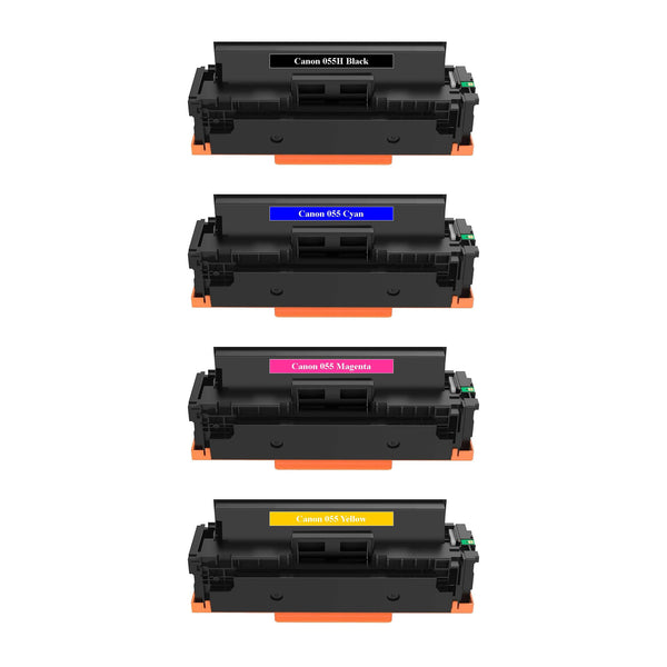 Canon 055H Compatible High Yield Toner Cartridge Combo – BK/C/M/Y, 4-Pack