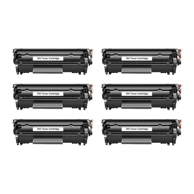 Canon 104 Compatible Black Toner Cartridge, 0263B001AA, 6 Pack