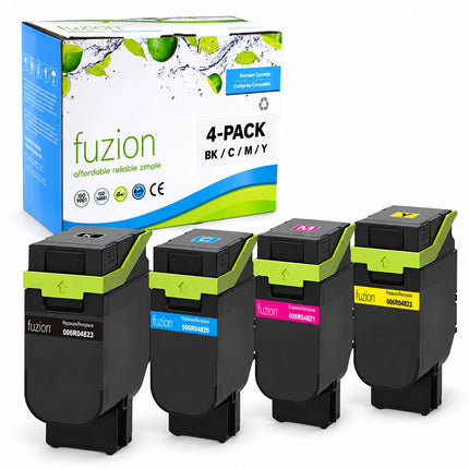 Fuzion Xerox 006R04823 006R04820 006R04821 006R04822 toner 4-pack with one box and black cyan magenta and yellow cartridges