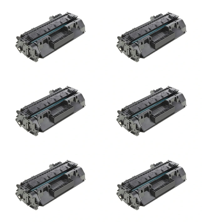 HP 05X CE505X Compatible Black Toner Cartridge, High Yield, 6 Pack – cartridge only, without packaging