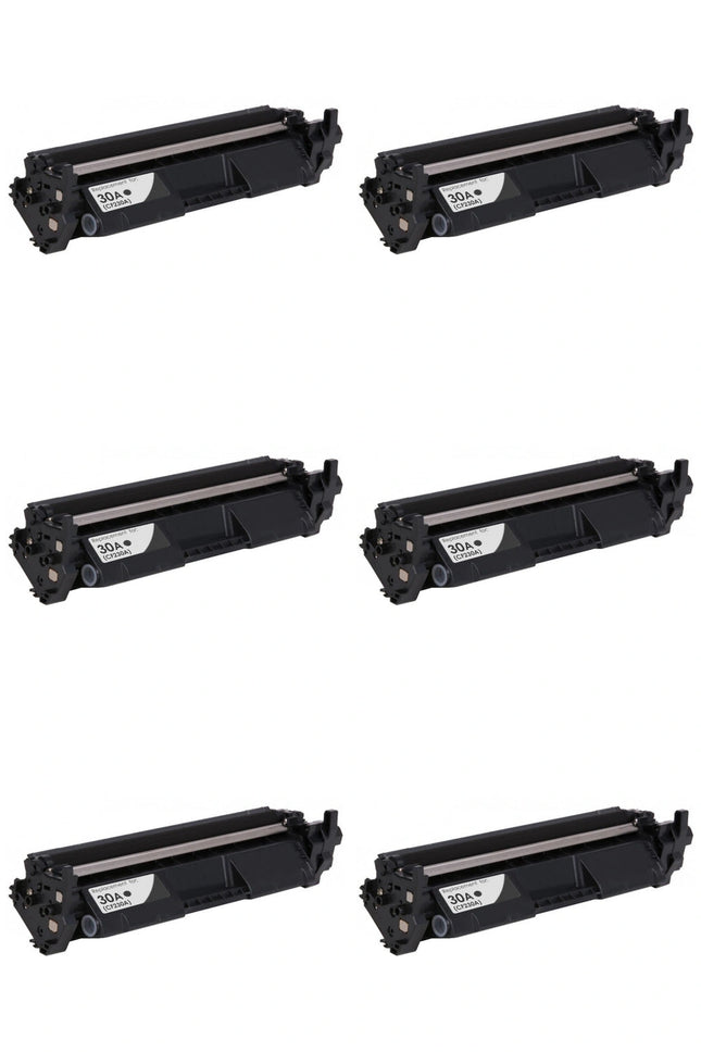 HP 30A CF230A Compatible Black Toner Cartridge, 6 Pack – cartridge only, without packaging
