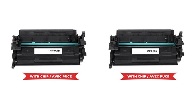 HP 58X CF258X Compatible Black Toner Cartridge, High Yield, 2 Pack – cartridge only, without packaging