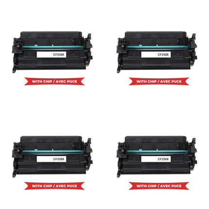 HP 58X CF258X Compatible Black Toner Cartridge, High Yield, 4 Pack – cartridge only, without packaging