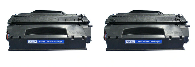 HP 53X Q7553X Compatible Black Toner Cartridge, High Yield, 2 Pack – cartridge only, without packaging