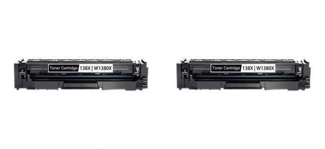 HP 138X W1380X Compatible Black Toner Cartridge, 2 Pack – cartridge only, without packaging