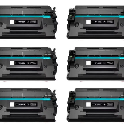 HP 148X W1480X Compatible Black Toner Cartridge, High Yield, 6 Pack – cartridge only, without packaging