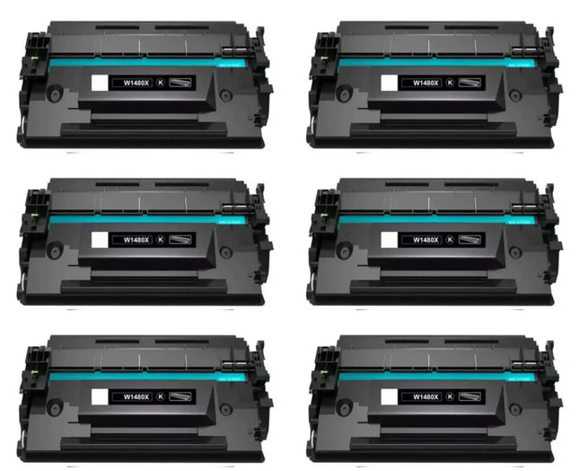 HP 148X W1480X Compatible Black Toner Cartridge, High Yield, 6 Pack – cartridge only, without packaging