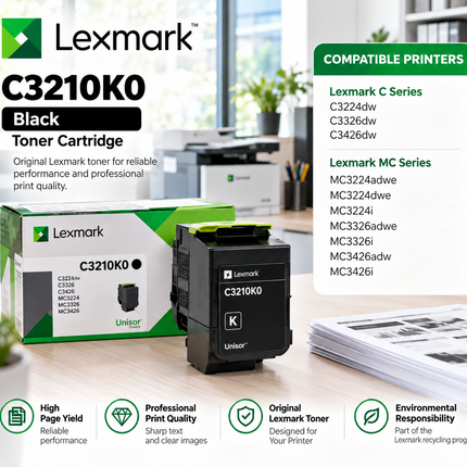 Lexmark C3210K0 black toner cartridge compatibility guide