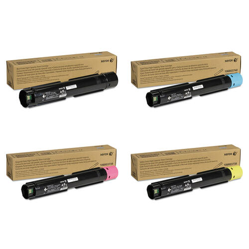 Xerox 106R03737 106R03738 106R03739 106R03740 Original Extra High Capacity Toner Cartridge Combo, Black Cyan Magenta Yellow, VersaLink C7020 C7025 C7030