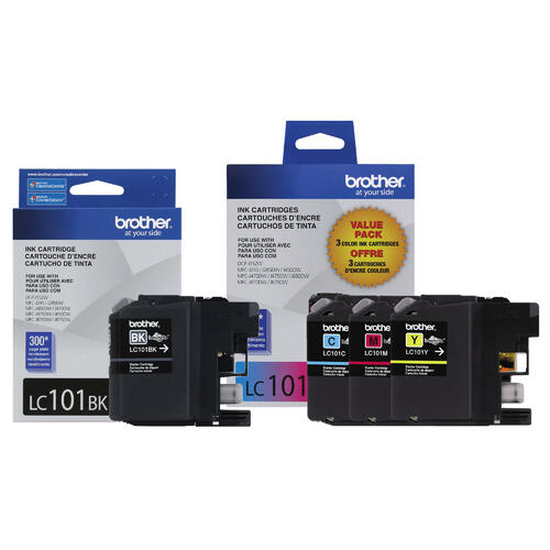 Brother LC101 Original Ink Cartridges 4-Pack (LC101BKS/LC101C/LC101M/LC101Y) – Black, Cyan, Magenta & Yellow