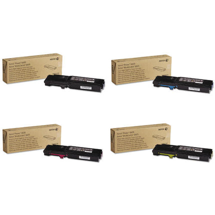 Xerox 106R02225 106R02226 106R02227 106R02228 Original High Capacity Toner Cartridge Combo, Black Cyan Magenta Yellow, Phaser 6600 WorkCentre 6605